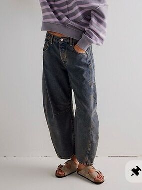 Free People We The Free Good Luck Mid-Rise Barrel Jeans